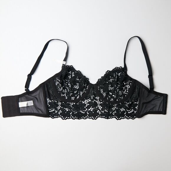 DKNY Classic Lace Longline Demi Bra Women's 32C Black Adjustable Underwire NWT - Picture 3 of 6